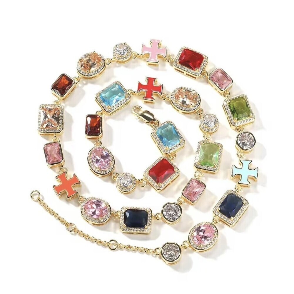colorful gemstone necklace, Multi Colored Gemstone Necklace - Picture 4 of 7